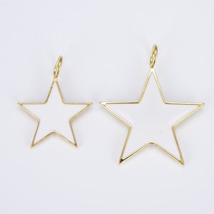 Ciondolo stella smaltato bianco, ciondolo stella smaltato, ciondolo stella riempito d'oro, collana con ciondoli, ciondoli stella per creazione di gioielli braccialetto collana CP683