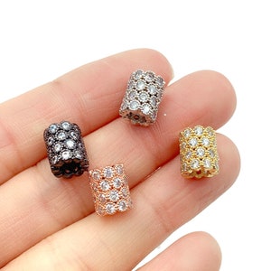 Tube Spacer with Full CZ Micro Pave, Dainty Gold Filled Bracelet Beads Components, Spacer Bead for Necklaces Pendant Jewelry Making, BD603
