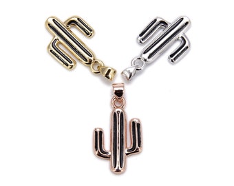 Enamel Cactus Charm Pendant, Dainty Gold Filled Cactus Jewelry Necklace Pendant Bracelet Earring for Jewelry Making Supply Component, CP267