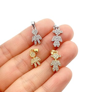 CZ Micro Pave Boy/Girl Charm 1pc 18x8mm, CP040