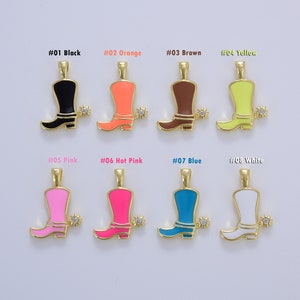 Enamel Color Cowboy Boot Charm, Gold Cowboy Boots Charm for Necklace or Bracelet, Cowgirl Charm, Rodeo Cowgirl Jewelry, 20x15mm, CP1629