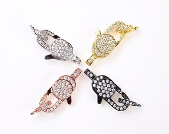 Gold Filled Micro Pave CZ Lobster Clasp, CZ Clasp, Lobster Claw Clasp, Lobster Clasps, Cubic Zirconia Clasp Jewelry Making Findings, CL205