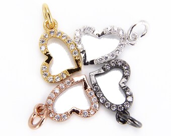 Dainty Heart Add-On Charm Pendant in Gold Filled, Clear CZ Micro Pave Necklaces Pendant Bracelet Charm Jewelry Component Supply, CP523