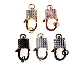 Chiusura a moschettone in oro con anellino, chiusura a moschettone con micro pavé di zirconi in oro laminato per collane e bracciali, ideale per la creazione di gioielli, CL307