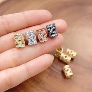 Tube Spacer with Infinity Symbol in Gold Filled, Full CZ Micro Pave Spacer Bead for Jewelry Making, Bracelet Beads Components, BD602