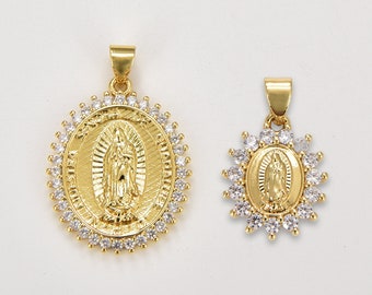 Virgin Mary Charm, 14K Gold Filled Our Lady Of Guadalupe, Religious Charm ,Virgin Mary Pendant for Necklace Bracelet Jewelry Making, CP1264