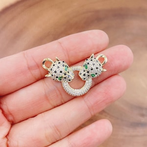 Panther Necklace Pendant, CZ Micro Pave Beach Panther Pendant, Gold Filled Add-On Charm for Bracelet Animal Pendant Jewelry Making, CP1813