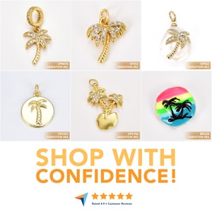 Ciondolo aggiuntivo a forma di palma per bracciale, ciondolo con micro pavé di zirconi cubici per collana e orecchino, ciondolo estivo riempito d'oro per la creazione di gioielli, CP_Batch67