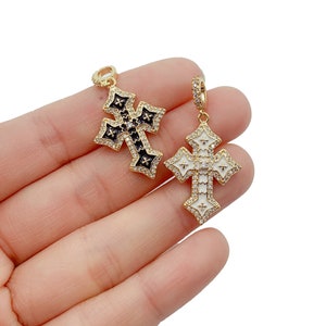Ciondolo a forma di croce in smalto, ciondolo a forma di piccola croce religiosa per collana, bracciale, orecchini, gioielli religiosi, ciondolo a forma di croce, 30 x 15 mm, CP926