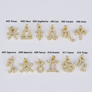 Ciondoli con costellazione zodiacale, riempiti in oro 18k, con micro pavé della CZ, simbolo dell’oroscopo, ciondolo in oro con segni zodiacali astrologici, gioielli, CP1523