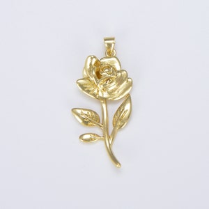 Ciondolo a forma di fiore di rosa in oro riempito, delicato ciondolo a forma di fiore di rosa per collana con pendente, braccialetto, fornitura di componenti per la creazione di gioielli, CP1453