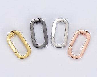 Carabiner Multiple Color Options Spring Push Clasp, 18K Gold Filled, Screw Clasp Oval Lock, Interlocking Oval Lock Clasp, 14x7mm, CL502