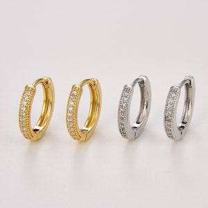 Minimalist Gold Filled Huggie Hoop Earrings, CZ Micro Pave Skinny Huggie Earrings, Hoops Earrings for Her,Jewelry Making Supplies , ER136