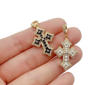 Ciondolo a forma di croce in smalto, ciondolo a forma di piccola croce religiosa per collana, bracciale, orecchini, gioielli religiosi, ciondolo a forma di croce, 30 x 15 mm, CP926