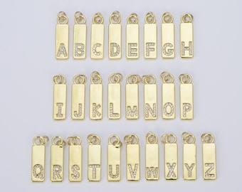 Initial Letter Add-on Charm in Gold Filled, Custom Initial Tag Necklace Pendant, Alphabet Letter Charm for Bracelet Jewelry Making, CP1450