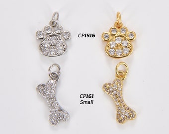 Dije de huella de pata para pulsera, colgante de collar con huella de perro y gato bañado en oro para bisutería, regalo para amantes de los gatos y perros, CP_Batch51