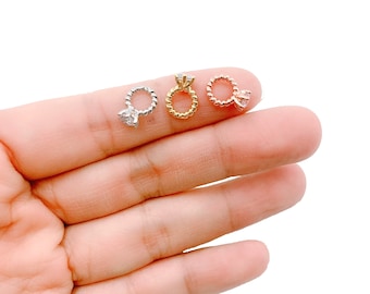 Clear CZ Micro Pave Diamond Ring Pendant, Gold Filled Delicate Ring Charm Necklace Pendant Bracelet Earring for Jewelry Making Supply, CP056