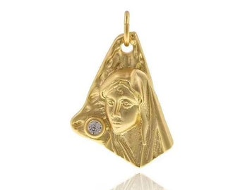 Gold Filled Virgin Mary Pendant, CZ Micro Pave Lady Of Guadalupe Charm Pendant, Blessed Mother Pendant Add-On Charm Jewelry Making, CP619