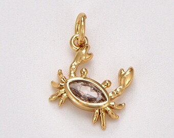 Crab Add-On Charm Pendant in Gold Filled, Dainty Crab Necklace Pendant Earring for Jewelry Making, Stylish Crab Charm for Bracelet, CP1729