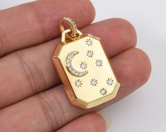 18 kt gouden halve maan hemelse sieraden, gouden maansikkel bedel ster tag bedel sieraden maken levering 18 kt gouden bevindingen, 28 x 19 mm, CP1474