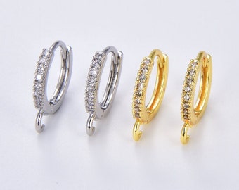 Gold Huggie w/ Open Link Lever Back Hoop Earring Making, Nickel & Lead-Free for Earring Charm Making Findings, Cartilage Earring Hoop, ER272