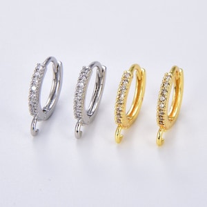 Gold Huggie w/ Open Link Lever Back Hoop Earring Making, Nickel & Lead-Free for Earring Charm Making Findings, Cartilage Earring Hoop, ER272