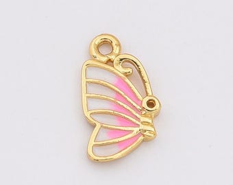 Zierliche Emaille Schmetterling Halskette Anhänger, Gold Füllte Monarchfalter Add-On Charme für Armband Ohrring Schmuck machen Versorgung, cp2200