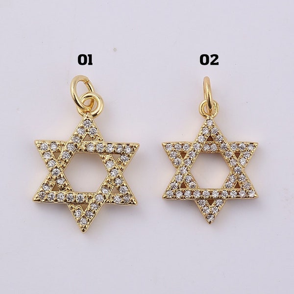 Star of David Charm, Gold Filled Star Pendant, CZ Micro Pave Jewish Magen David Religious Jewelry Necklace Bracelet Jewelry Making, CP1935
