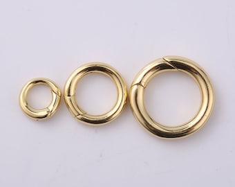 Dainty Gold Spring Gate Ring, Pull Gate Ring, Round Circle Ring for Jewelry Making,Gold Filled Clasp for Add on Charm Holder Connector,CL557