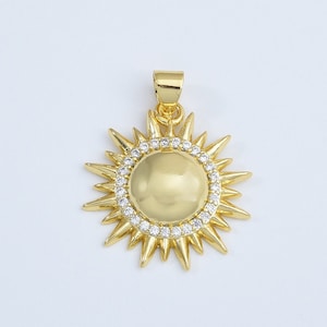 Gold Filled Sun CZ Micro Pave Charm Pendant, Sun Add-On Charm , Sun Necklace, Charm Necklace, Cubic Zirconia, Charm, Pendant, 19mm, CP1056