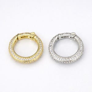 18mm CZ Micro Pave Gold Spring Buckle Snap Clasp Spring Gate Ring, Push Round Ring, Push Snap Gold Hook for Necklace Bracelet Jewelry CL486