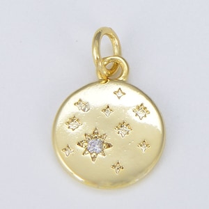 Mini ciondolo a forma di stella con medaglione in oro riempito, ciondolo a forma di stella con micro pavé di zirconi cubici per creazione di gioielli con ciondolo per bracciale e collana, CP1558