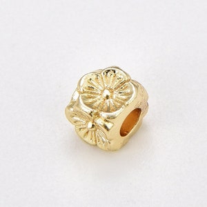 Flower Tube Spacer Beads, Dainty Flower Necklace Bracelet Rondelle Spacer Jewelry Making, CZ Micro Pave Round Stopper in Gold Filled, SP093