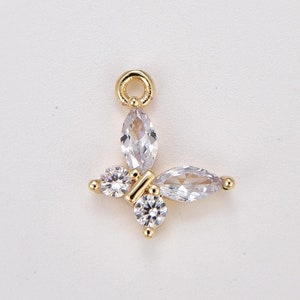 Ciondolo aggiuntivo a forma di farfalla con zirconia cubica e micro pavé Mariposa per creazione di gioielli fai da te con bracciale, ciondolo per collana a forma di farfalla con taglio a pera riempito in oro, CP1886