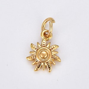 Sunburst Charm Pendant, Gold Filled Spiral Sun Rays Celestial Sun Ray Dotted Minimalist Add-On Charm for Jewelry Making Supply, CP1913