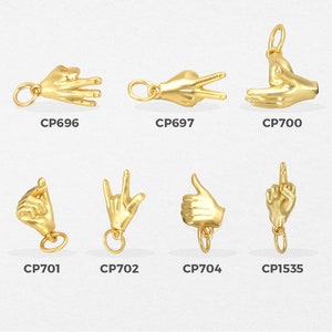 Hand Sign Add-On Charm for Bracelet, Hand Necklace Pendant For Jewelry Making Gold Filled Necklace, Hand Gesture Pendant Charm, CP_Batch43