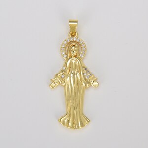 Virgin Mary Add-On Charm for Bracelet in Gold Filled, Delicate Our Lady of Guadalupe Necklace Pendant for Jewelry Making Components, CP1615