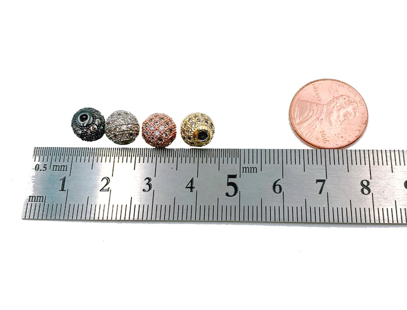 Round Ball Beads 22K Gold Filled CZ Micro Pave Round Ball Beads Shamballa Ball Beads Cubic Zirconia CZ Pave Beads up-to 14mm BD051 image 4
