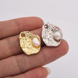 Collana con ciondolo di perle di conchiglia di ostrica, ciondolo aggiuntivo di perle d'acqua dolce riempite d'oro per bracciale, moda fai da te per la creazione di gioielli, CP2196