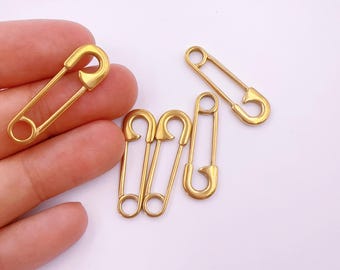 Safety Pin Add-On Charm in Gold Filled, Stainless Steel Pin Necklace Pendant Earring DIY Jewelry Making Charm for Bracelet Gift, SCP172