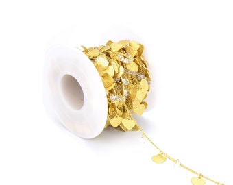 Dainty Gold Heart Chain, Wholesale Chain by the Foot, Cable Chain, Charm Chain, Minimalist Necklace Chain, Chain for Jewelry Chain, CH074