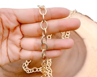 Chaîne de trombone en or, chaîne câble en or rempli de pied, chaîne à rouleau en gros pour la fabrication de bijoux DIY, collier chaîne avec trombone, CH135