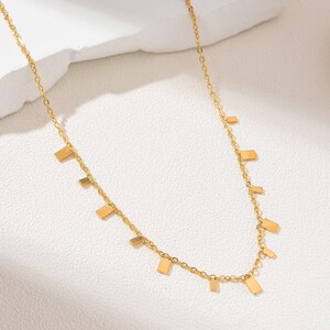 Multi Rectangle Charm Necklace Pendant in Gold Filled, Stainless Steel Chain Gift Jewelry, Elegant Layering Necklace Gift for Her, SNL030