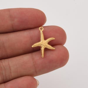 Gold Filled Starfish Charm Pendant, Stainless Steel Ocean Beach Jewelry Making, Star Charm for Bracelet, Minimalist Gift for Her, SCP179