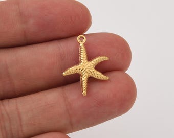 Gold Filled Starfish Charm Pendant, Stainless Steel Ocean Beach Jewelry Making, Star Charm for Bracelet, Minimalist Gift for Her, SCP179