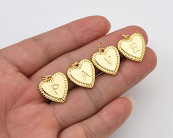 Dainty Initial Heart Letter Charm, Gold Filled A-Z Letter Pendant Initial Alphabet Charms Bracelet Necklace Pendant Jewelry Making, CP1820