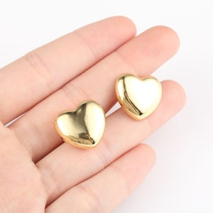 Dainty Chunky Heart Stud Earrings in Gold Filled, Delicate Heart Earrings, Heart Stud Earring Minimalist Jewelry Making Components, ER288