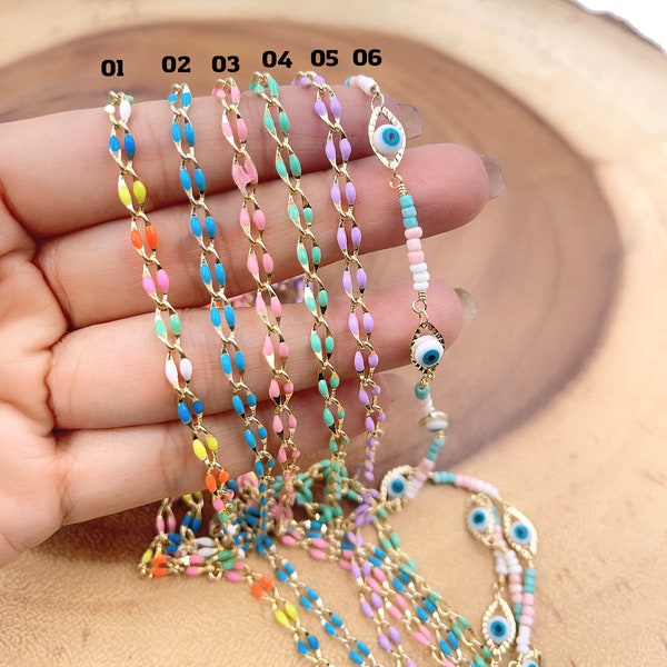 Dainty Multi color Enamel Rolo Cable Paperclip Chain by Yard, Link Cable Thick Elongate Chain, Wholesale bulk Roll Chain Jewelry, CH315