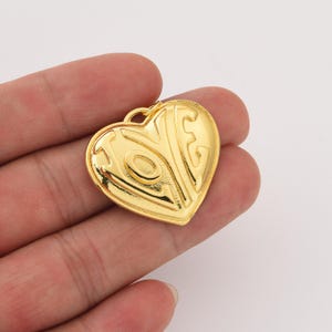 Puffy Herz Anhänger Charm für Armband, Gold Filled Retro LOVE Design für DIY Schmuckherstellung, niedlicher Statement Herz Halskettenanhänger,CP2283