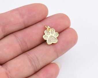Tiny Paw Print Charm, Dainty Gold Filled Dog Cat Paw Charm for Bracelet Necklace Earring Component, Cat Dog Pet Lover Gift, 12x12mm, CP1661